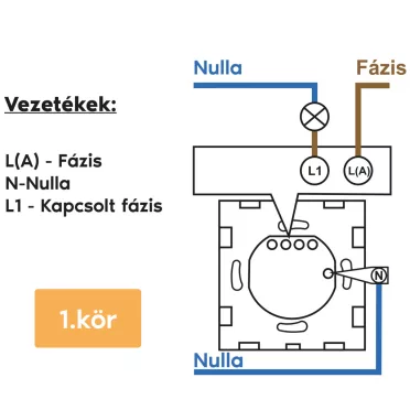 1 Körös Fekete Wifi Villanykapcsoló Smarthugo mintás  gombbal