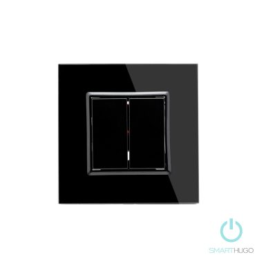 Smarthugo fekete üvegkeretes kettős alternatív villanykapcsoló - 106+6