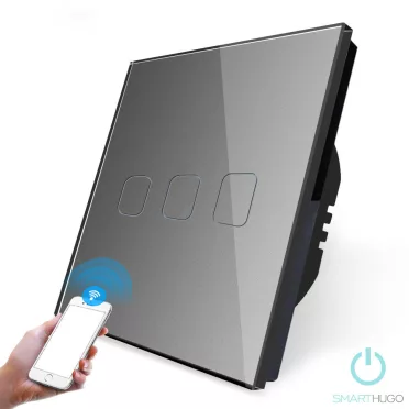 3 Körös Szürke Wifi Villanykapcsoló Smarthugo mintás  gombbal