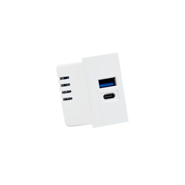 Fehér USB Csatlakozó  USB A+ USB C 20W gyorstöltő