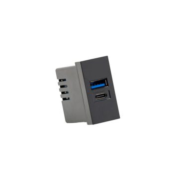 Fekete USB Csatlakozó  USB A+ USB C 20W gyorstöltő
